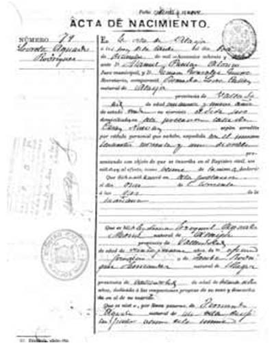 certificado nacimiento